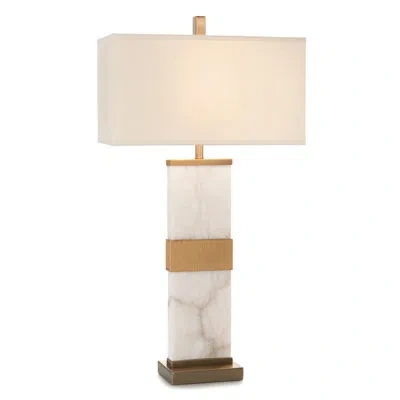 John-richard Alabaster 34.5" Off White/gold Table Lamp In Off White,gold