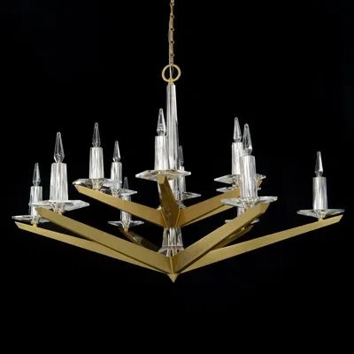 John-richard Antares Candle Style Classic / Traditional Chandelier With Hand Blown Glass Accents In Natural Brass