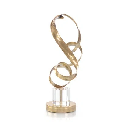 John-richard Antique Brass Sculptural Ribbons I In Antique Brass,clear
