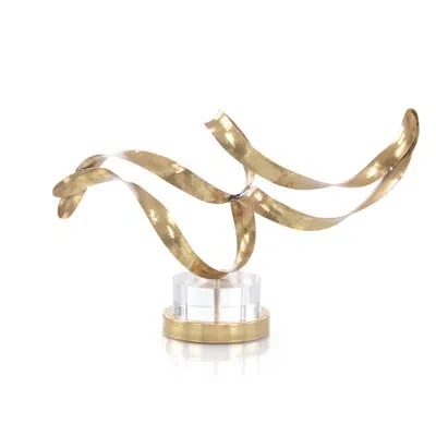 John-richard Antique Brass Sculptural Ribbons Iii In Antique Brass,clear
