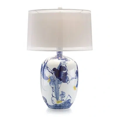 John-richard Asian Gardens 31.5" Table Lamp In Blue,white,yellow