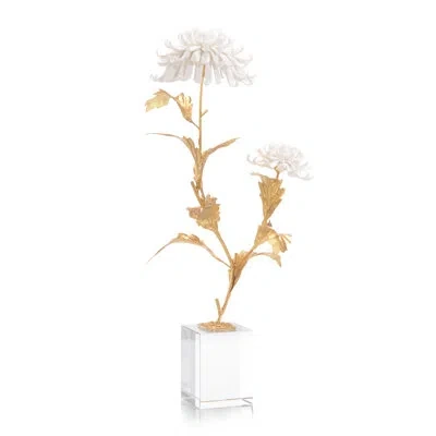 John-richard Avignon Chrysanthemums Sculpture In Clear,gold,white