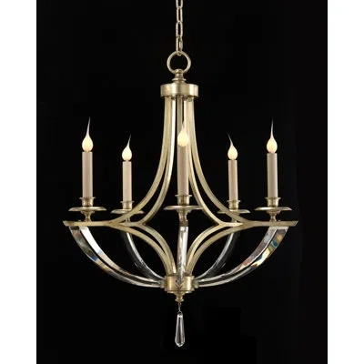 John-richard Bent 5 - Light Crystal Chandelier In Silver-leaf,clear