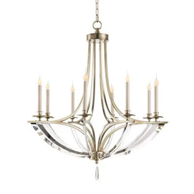 John-richard Bent-crystal Eight-light Chandelier In Silver Leaf