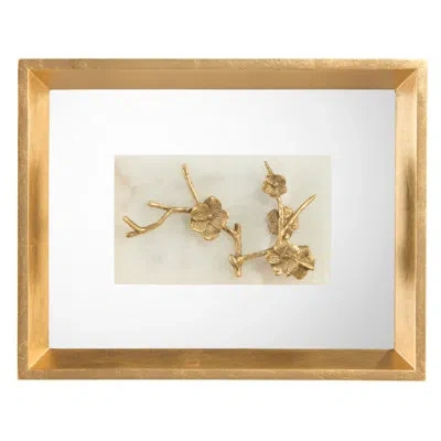 John-richard Budded Branch On Alabaster Wall Décor In White;gold