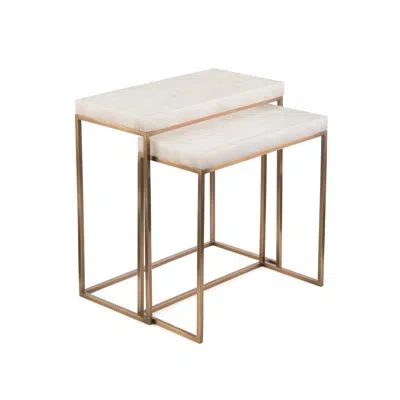 John-richard Calcite 2 Piece Nesting Tables In Brass