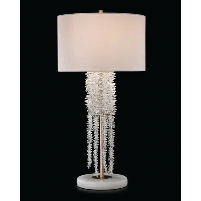 John-richard Cascading 34.5" Antique Silver/white Table Lamp In Antique Silver,white