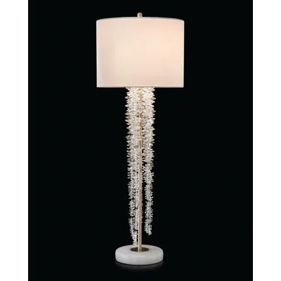 John-richard Cascading 40" White/chrome/clear Table Lamp In White,chrome,clear