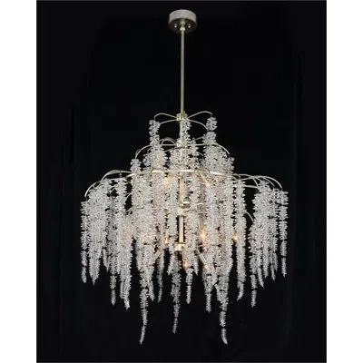John-richard Cascading Crystal Twelve-light Chandelier In Antique Silver Leaf