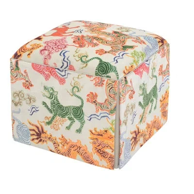 John-richard Chelsea 22" Wide Square Cube Ottoman In Tibetan Tiger