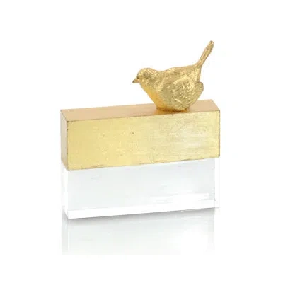 John-richard Chickadee Figurine In Gold,clear