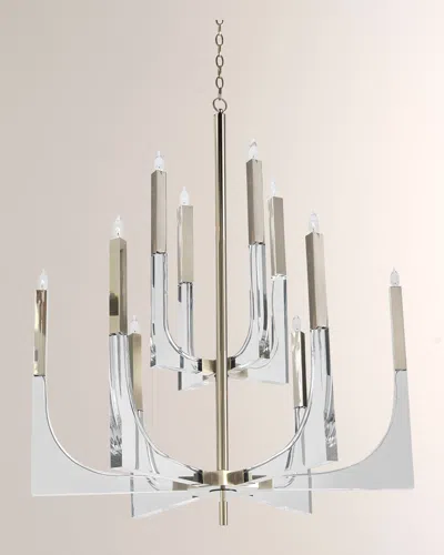 John-richard Collection 10-light Acrylic & Nickel Chandelier In Metallic