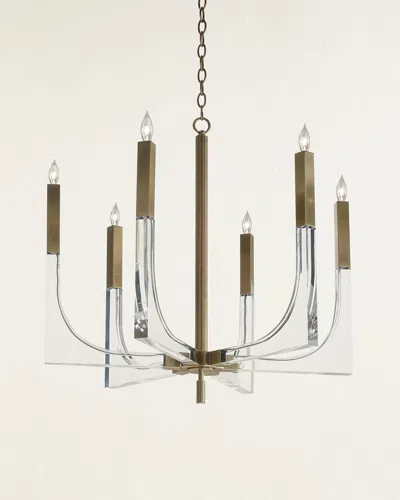 John-richard Collection 41h X 38w X 38d Acrylic And Brass Six Light Chandelier In Brown