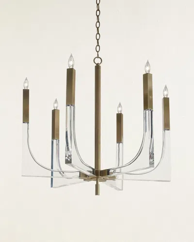John-richard Collection 41h X 38w X 38d Acrylic And Brass Six Light Chandelier In Gold