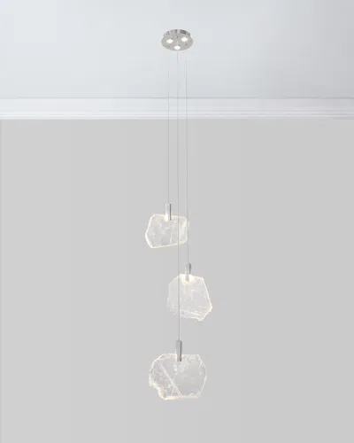 John-richard Collection 6-light Selenite Drop Light Pendant In Silver