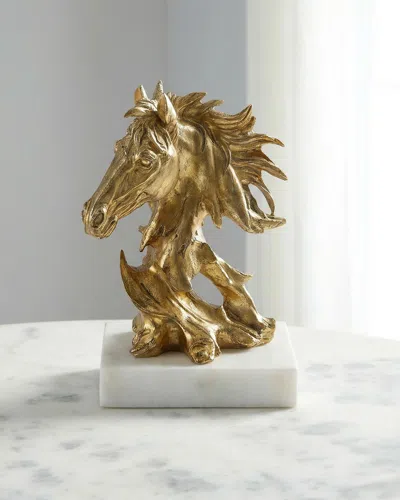 John-richard Collection Abstract Horse Sculpture On Marble In Gold