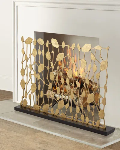 John-richard Collection Abstract Sculptural Fireplace Screen In Gold