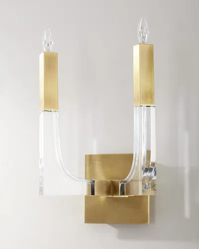 John-richard Collection Acrylic And Brass Double-light Wall Sconce In Gold