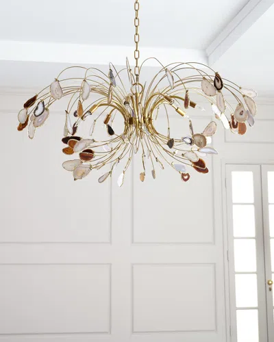 John-richard Collection Agate And Brass 8-light Chandelier In Gold