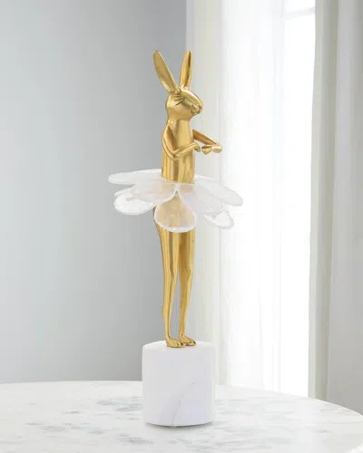John-richard Collection Ballerina Bunny 15" Sculpture On Marble Base Ii In Gold