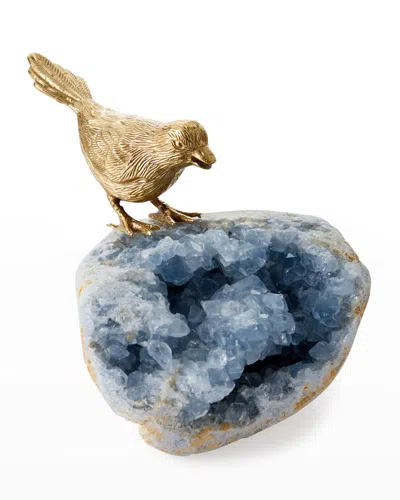 John-richard Collection Bird On Celestite Rock I Decorative Accent In Gold