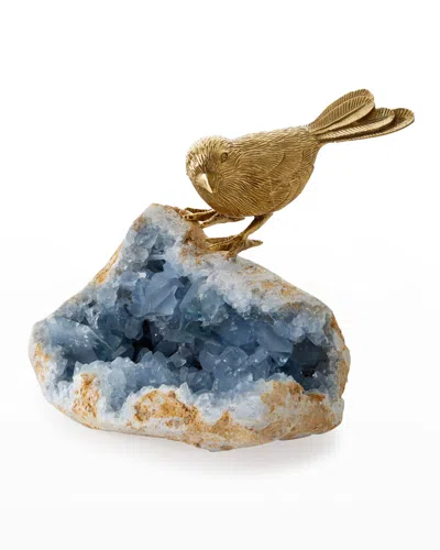 John-richard Collection Bird On Celestite Rock Ii Decorative Accent In Gold