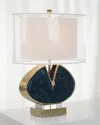 John-richard Collection Blue Enameled & Jeweled Lamp In Blue