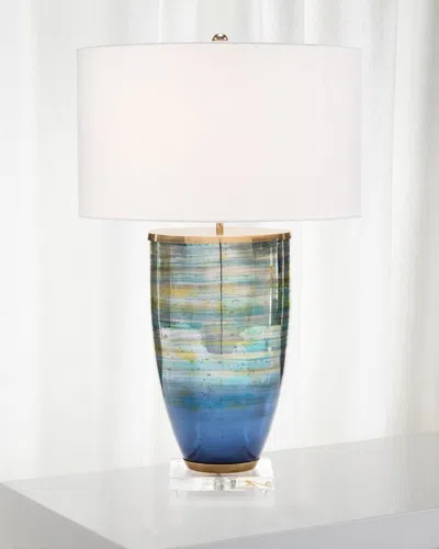 John-richard Collection Blue Striated Glass Table Lamp