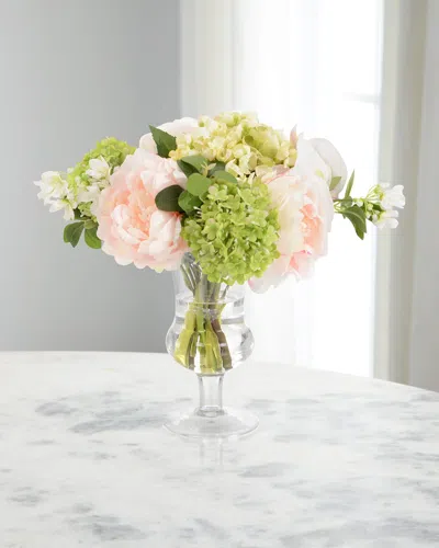 John-richard Collection Blushing Orchid Garden 12" Faux Floral Arrangement In Glass Vase In Multi