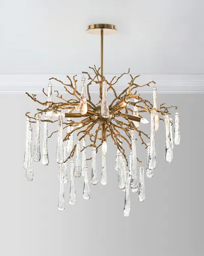 John-richard Collection Brass And Glass Teardrop 7-light Chandelier In Gold
