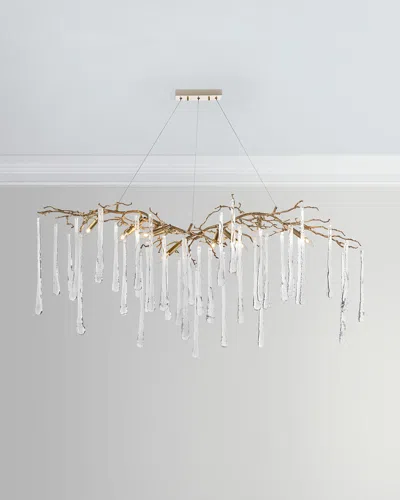 John-richard Collection Brass & Glass Teardrop Chandelier In Gold