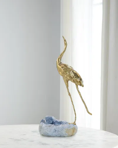 John-richard Collection Brass Crane Sculpture On Kyanite I In Multi