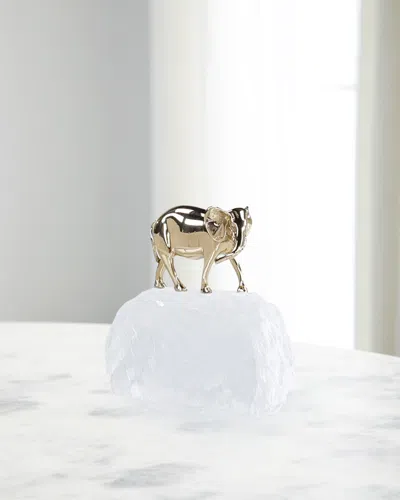 John-richard Collection Brass Elephant Sculpture On Selenite I In Gold