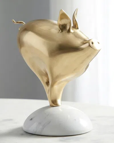 John-richard Collection Brass Pig Sculpture On Marble In Transparent