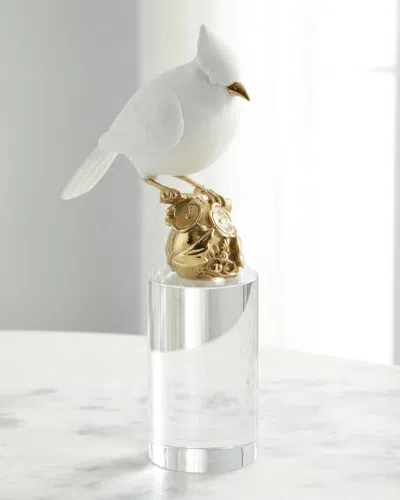 John-richard Collection Cardinal Sculpture On Crystal, Large In White