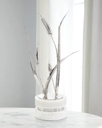 John-richard Collection Cattails Sculpture On Marble, Large