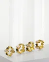 John-richard Collection Charcoal Druzy/quartz Napkin Rings, Set Of 4 In Gold