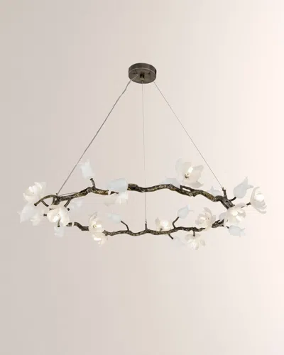 John-richard Collection Churippu Magnolia & Tulip 46" 12-light Halo Chandelier In Black