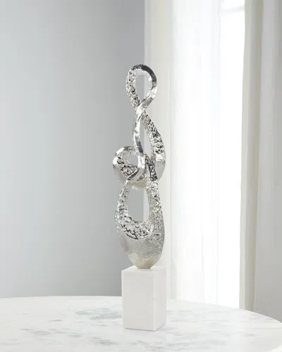 John-richard Collection Coiled Metal Sculpture On Marble Base In Silver