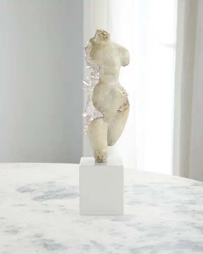 John-richard Collection Crystal Maiden Sculpture On Marble Base In Animal Print