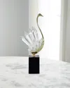 John-richard Collection Crystalline Bird Sculpture On Black Base, Small In Gold