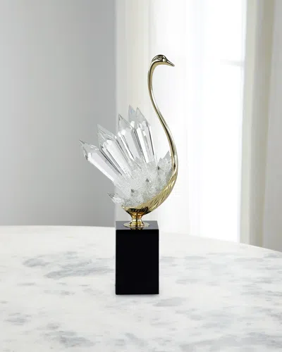 John-richard Collection Crystalline Bird Sculpture On Black Base, Small In Multi