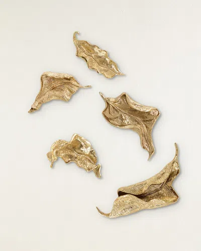 John-richard Collection Curling Leaves Wall Sculpture, Set Of 5 In Brass
