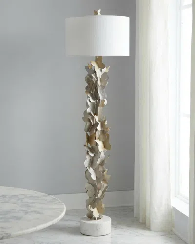 John-richard Collection Dancing Butterflies 61" Floor Lamp In Green