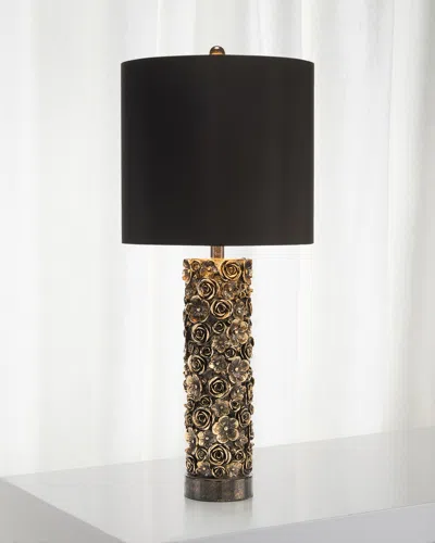 John-richard Collection Distressed Bloom Table Lamp In Black