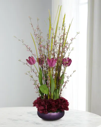 John-richard Collection Eggplant Peonies 37" Faux Floral Arrangement In Purple