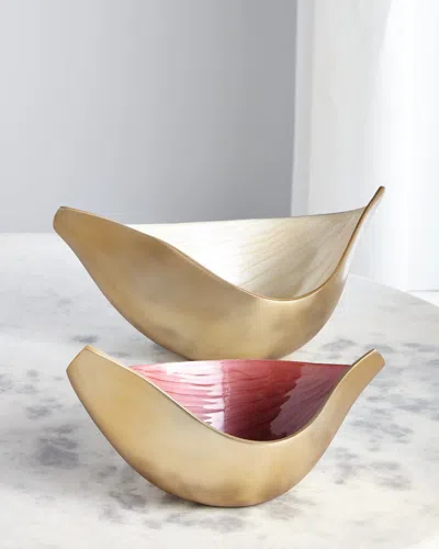 John-richard Collection Elegant Swoosh Bowls, Set Of 2 In Gold
