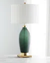 John-richard Collection Emerald Green Etched Glass Table Lamp