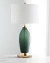 John-richard Collection Emerald Green Etched Glass Table Lamp In Emerald