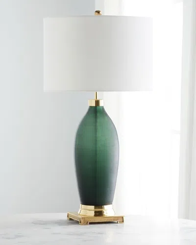 John-richard Collection Emerald Green Etched Glass Table Lamp